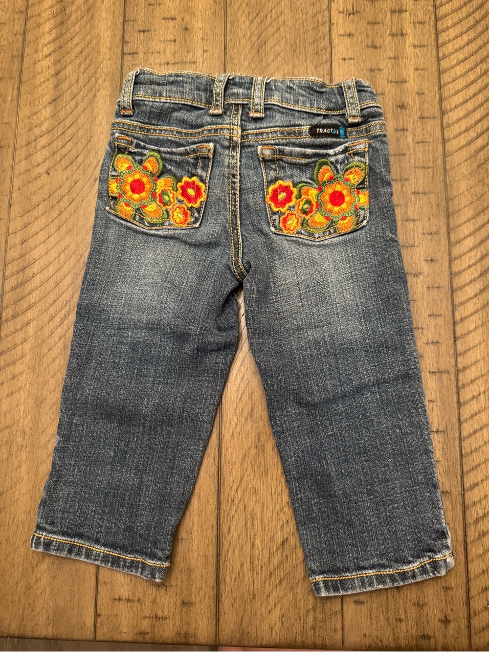 TRACTOR Floral Embroidery Back Pockets Country Farm Western Jeans